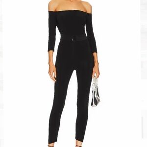 Norma Kamali Off Shoulder Catsuit in Black